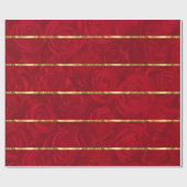 Romantische rode rozen gouden accenten cadeaupapier (Vlak)