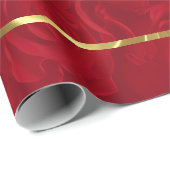 Romantische rode rozen gouden accenten cadeaupapier (Rol Hoek)