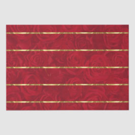 Romantische rode rozen gouden accenten tissuepapier