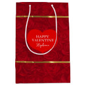 Romantische rode rozen gouden accenten Valentijnsd Medium Cadeauzakje (Voorkant)