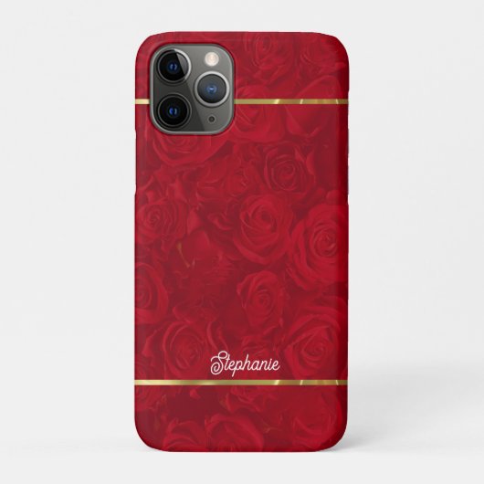 Romantische rode rozen gouden strepen accent Case-Mate iPhone case (Achterkant)