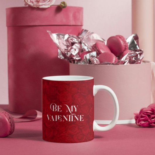 Romantische rode rozen gouden strepen accent koffiemok