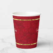 Romantische rode rozen gouden strepen accent papieren bekers (Links)