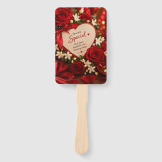 Romantische Rode Rozen & Jasmijn Je Bent Speciaal  Handwaaier