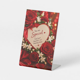 Romantische Rode Rozen & Jasmijn Je Bent Speciaal  Reclamebord Met Voetstuk