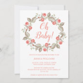 Romantische Rode Rozen Krans Baby Borrel Kaart (Voorkant)