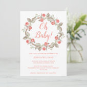 Romantische Rode Rozen Krans Baby Borrel Kaart (Staand voorkant)