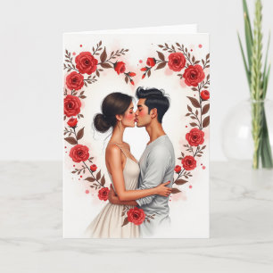 Romantische Rode Rozen Kuskaart Kaart