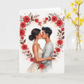Romantische Rode Rozen Kuskaart Kaart (Gele Bloem)
