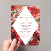 Romantische rode rozen moderne bruiloft acryl uitnodigingen (Insitu (Draagbaar))