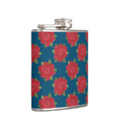 Romantische rode rozen op blauwe, aangepaste heupk heupfles (Rechts)