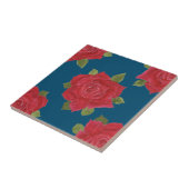 Romantische rode rozen op Blue Custom Ceramic Tege Tegeltje (Zijkant)