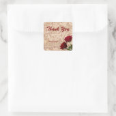 Romantische rode rozen op roze Dank u Vierkante Sticker (Tas)