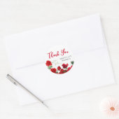 Romantische rode rozen op White Birthday Dank je Ronde Sticker (Envelop)