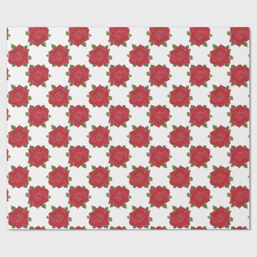 Romantische rode rozen op wit aangepast omslagpapi cadeaupapier (Vlak)