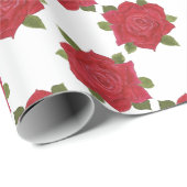 Romantische rode rozen op wit aangepast omslagpapi cadeaupapier (Rol Hoek)