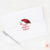 Romantische rode rozen op witte Valentijnsdag Ronde Sticker (Envelop)