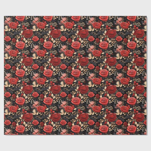 Romantische rode rozen op zwart inpakpapier (Vlak)