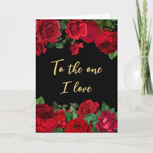 Romantische rode rozen op zwarte Valentijnsdag Kaart (Voorkant)