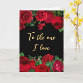 Romantische rode rozen op zwarte Valentijnsdag Kaart (Gele Bloem)