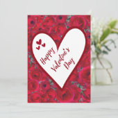 Romantische Rode Rozen - Rode Hart Valentijnsdag Feestdagenkaart (Staand voorkant)