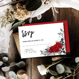 Romantische Rode Rozen RVSP Huwelijksreactiekaart RSVP Kaartje