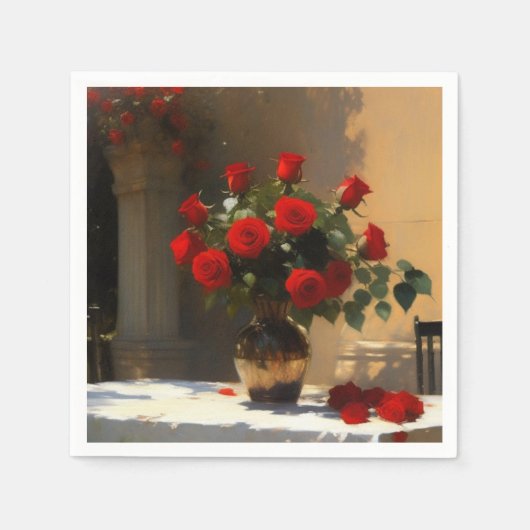 Romantische rode rozen servet (Voorkant)