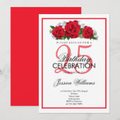 Romantische rode rozen verjaardag kaart (Voorkant / Achterkant)