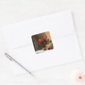 Romantische rode rozen vierkante sticker (Envelop)