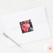 Romantische rode rozen vierkante sticker (Envelop)