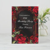 Romantische Rode Rozen Zijde Verjaardag Uitnodigin Kaart (Staand voorkant)