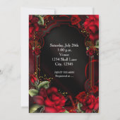 Romantische Rode Rozen Zijde Verjaardag Uitnodigin Kaart (Achterkant)