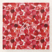 Romantische rode rozenblaadjes Bloemen Glazen Onderzetter (Voorkant)