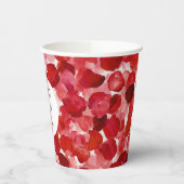 Romantische rode rozenblaadjes bloemenbruiloft papieren bekers (Links)