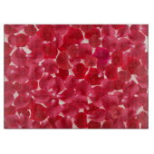 Romantische rode rozenblaadjes cadeau snijplank (Voorkant)