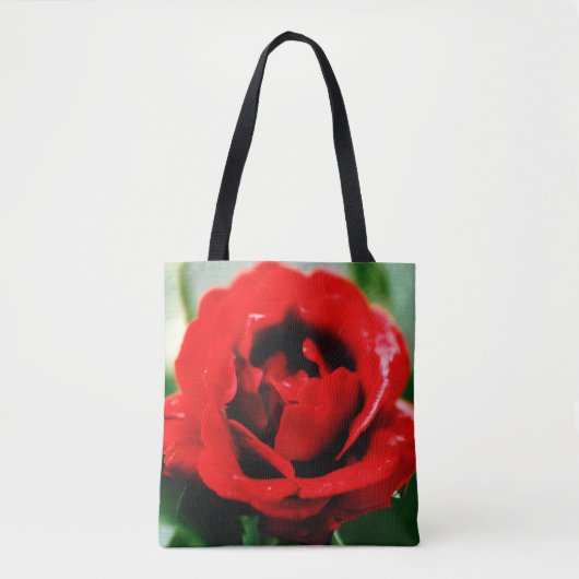 Romantische rode rozenbloem tote bag (Voorkant)