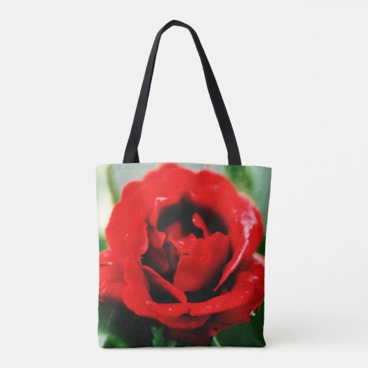 Romantische rode rozenbloem tote bag (Achterkant)