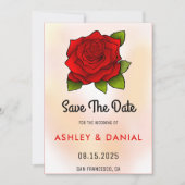 Romantische rode rozenbloem Weddenschap Bespaar de Kaart (Voorkant)