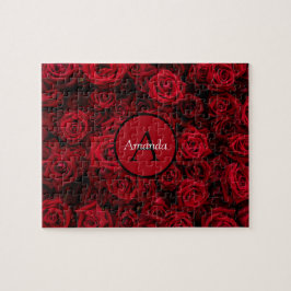 Romantische rode Valentijn gepersonaliseerd monogr Legpuzzel