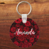 Romantische rode Valentijn gepersonaliseerd monogr Sleutelhanger (Voorkant)