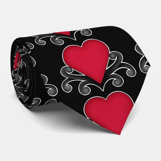Romantische rode Valentijnsdag harten Stropdas (Opgerold)