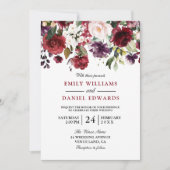 Romantische Rode Waterverf Botanische bruiloft Kaart (Voorkant)