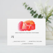 Romantische rode Waterverf bruiloft RSVP Kaartje (Staand voorkant)