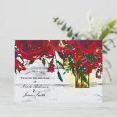 Romantische Rode Waterverf Rozen en Lantaarnbruilo Kaart (Staand voorkant)