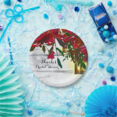 Romantische Rode Waterverf Rozen en Lantaarnbruilo Papieren Bordje (Feest)