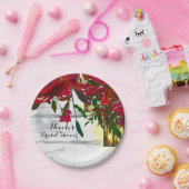 Romantische Rode Waterverf Rozen en Lantaarnbruilo Papieren Bordje (Feest)