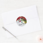Romantische Rode Waterverf Rozen en Lantaarnbruilo Ronde Sticker (Envelop)