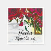 Romantische Rode Waterverf Rozen en Lantaarnbruilo Servetten (Voorkant)