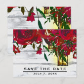 Romantische Rode Waterverf Rozen & Lantaarn Opslaa Aankondigingskaart (Voorkant / Achterkant)