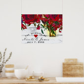 Romantische rode waterverfrozen & lantaarn bruilof poster (Keuken)